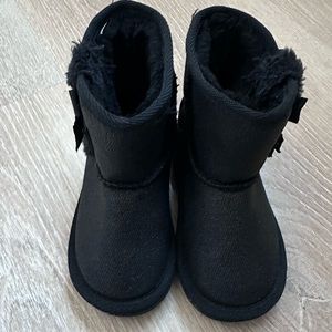 Glitter Fuzzy Bow Boots|Black Glitter|Girls|SZ‎ 8